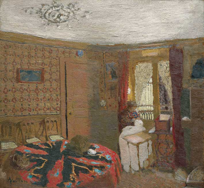 트뤼포 거리가 보이는 창가에서 바느질하는 뷔야르 부인